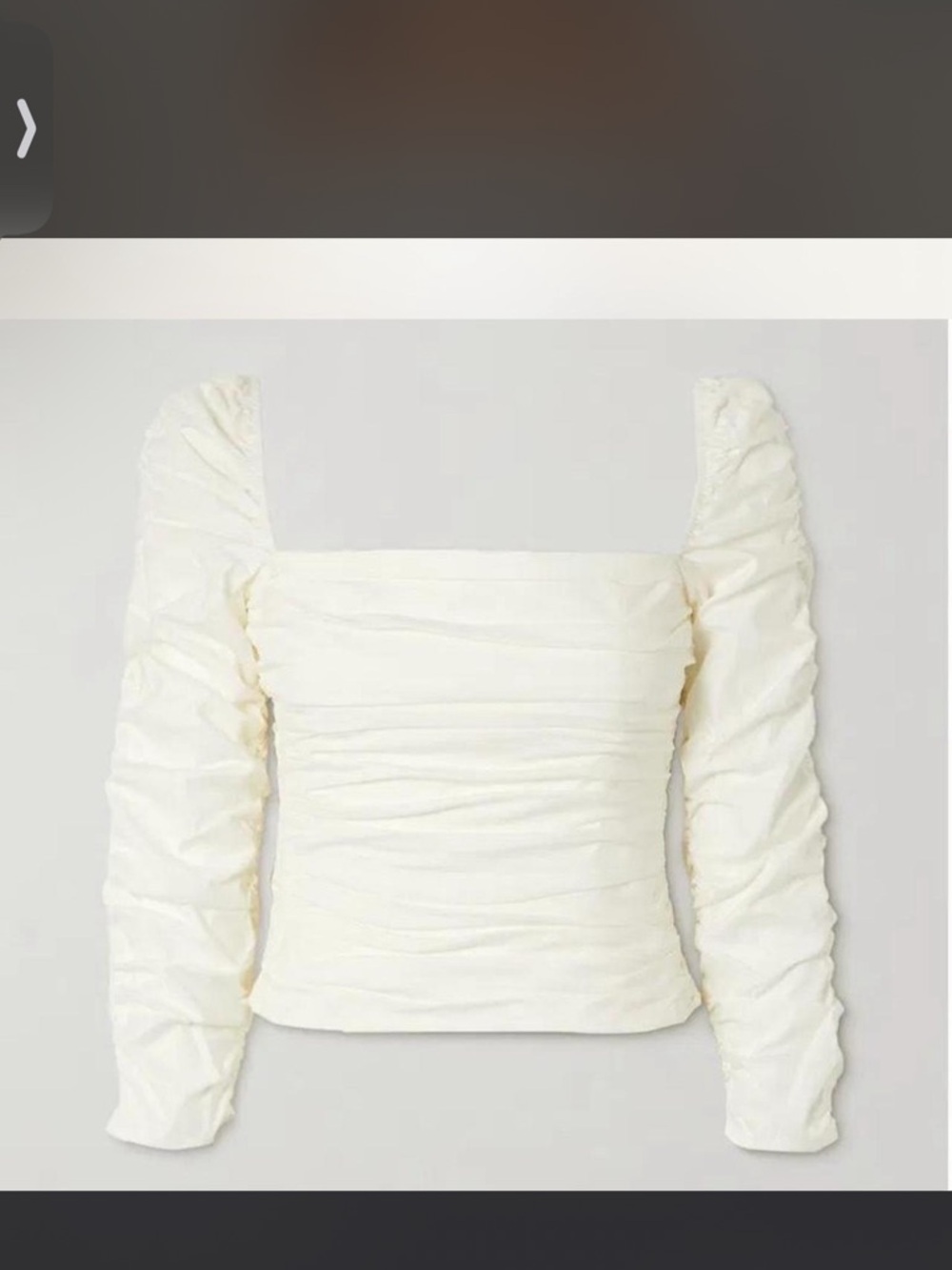 reformation size 0 white / cream Square-Neck Ruched Long Sleeve Top